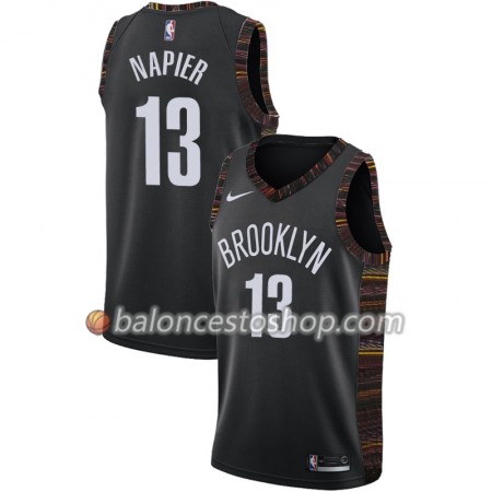 Camiseta Hombre NBA Brooklyn Nets Shabazz Napier 13 2018-19 Nike City Edition Negro Swingman